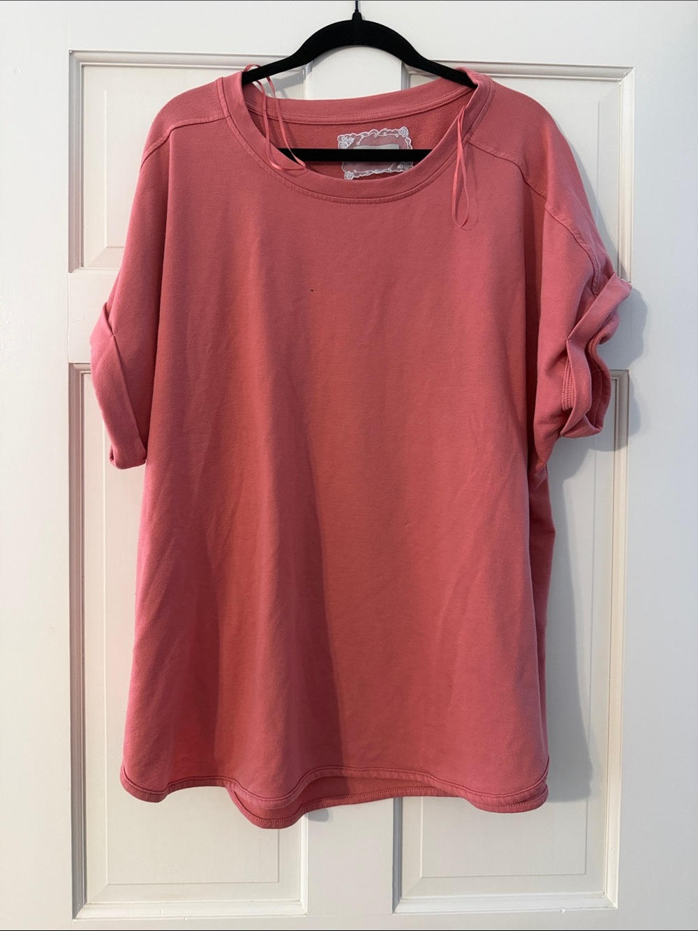 Cupio Rolled-Sleeve Crewneck Sweatshirt in Rose